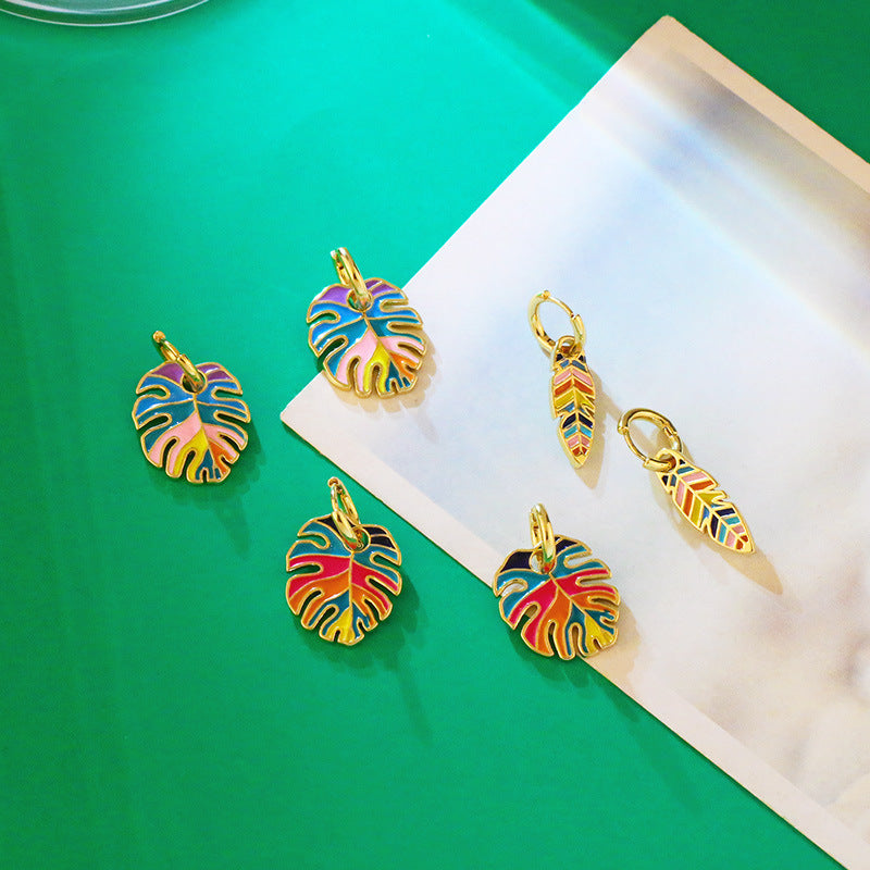 Leaf Copper Hoop Earrings E4850