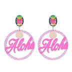 Aloha Circle Acrylic Earrings E4853