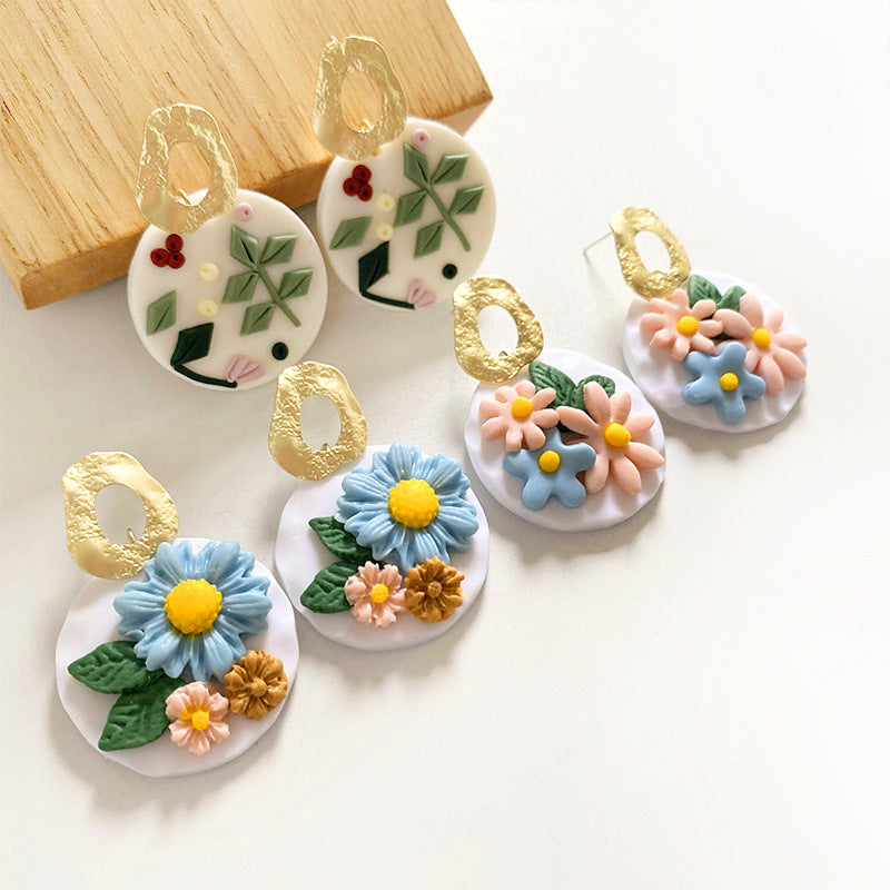 Floral Polymer Clay Earrings E4896