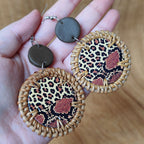 Circle Rattan Animal Printed Earrings E4899