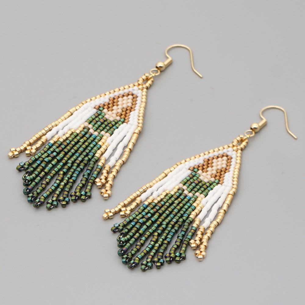 Virgin Mary Seed Bead Tassel Earrings E4925