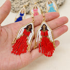 Virgin Mary Seed Bead Tassel Earrings E4925