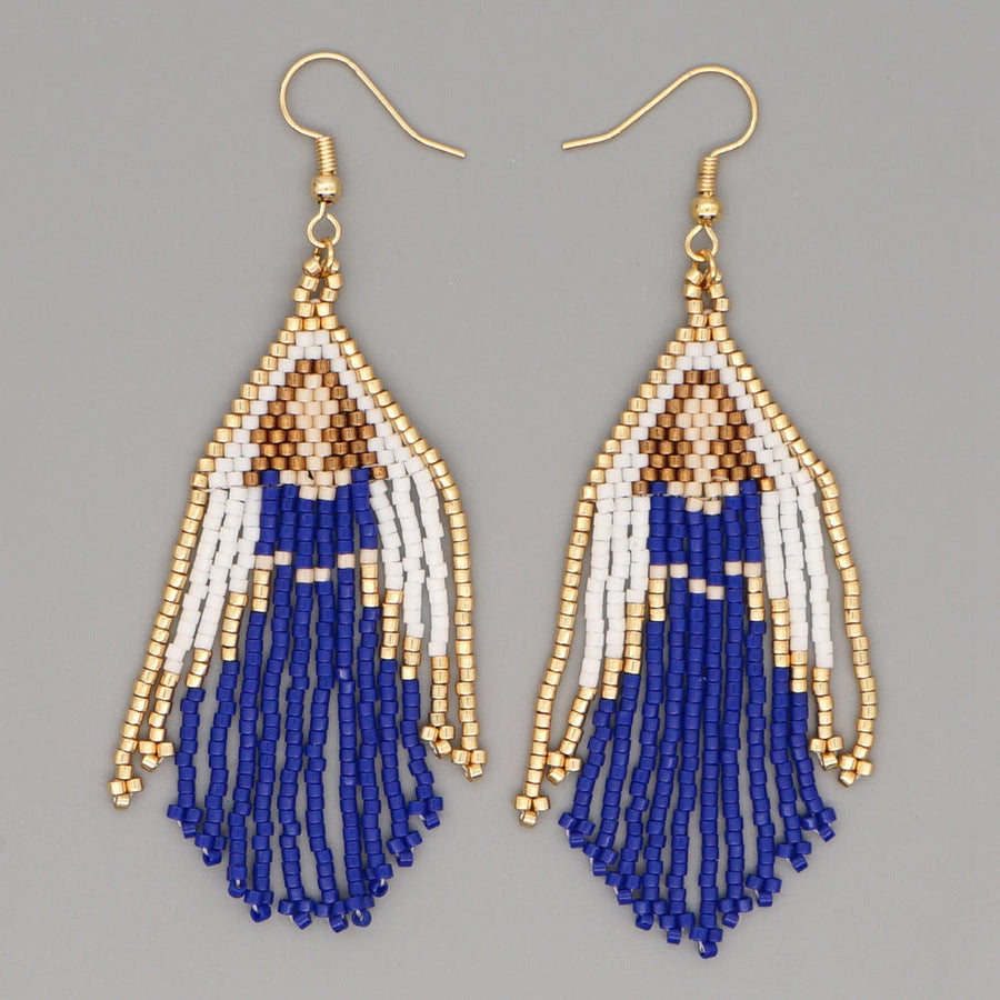 Virgin Mary Seed Bead Tassel Earrings E4925