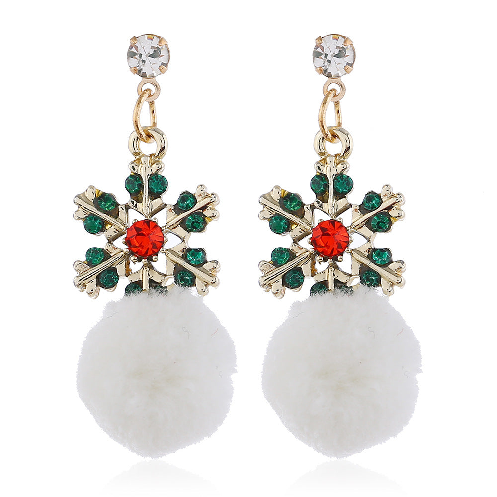 Snowflake Pompom Earrings E4929