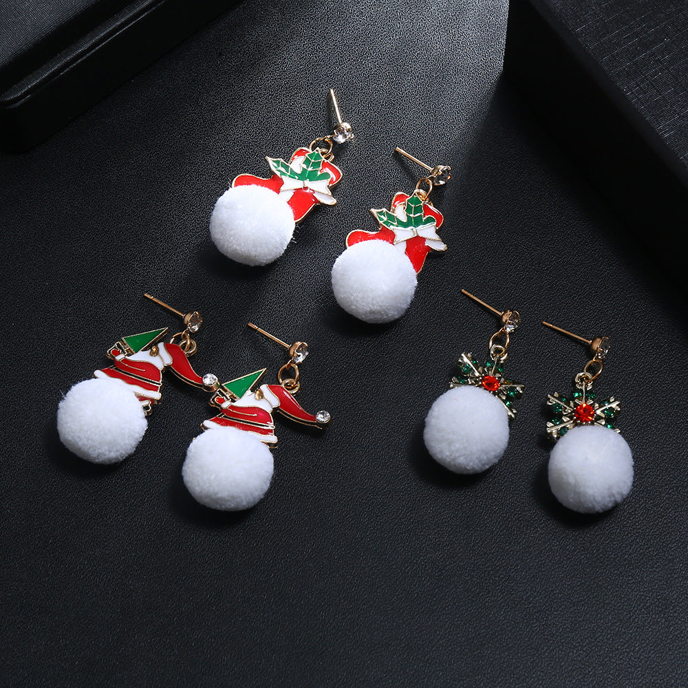 Snowflake Pompom Earrings E4929