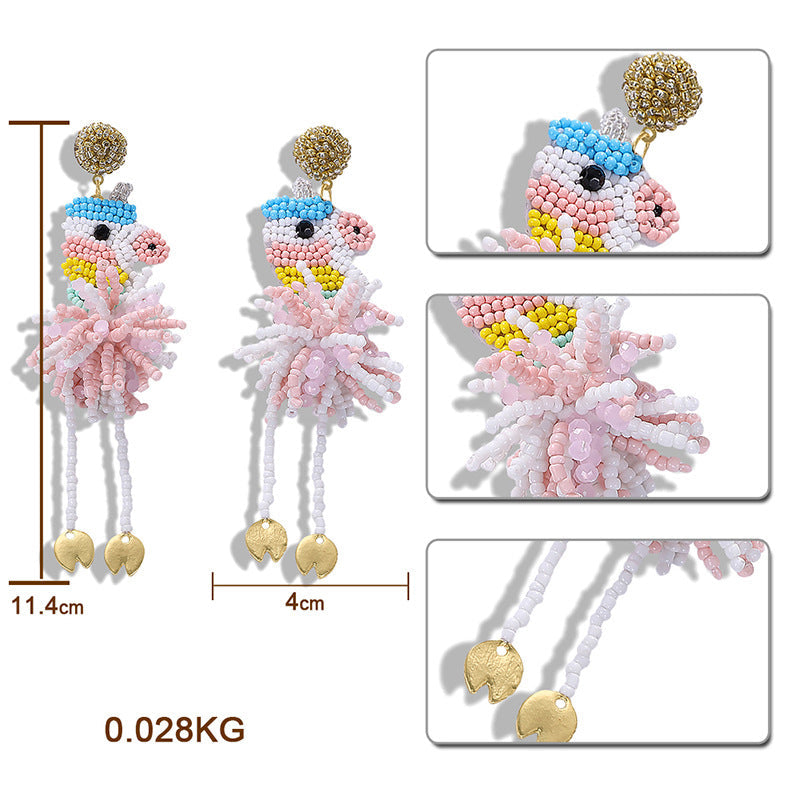 Unicorn Seed Bead Earrings E4964