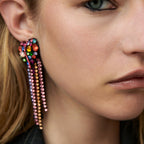 Heart Tassel Rhinestone Earrings E4983