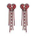 Heart Tassel Rhinestone Earrings E4983