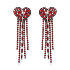 Heart Tassel Rhinestone Earrings E4983