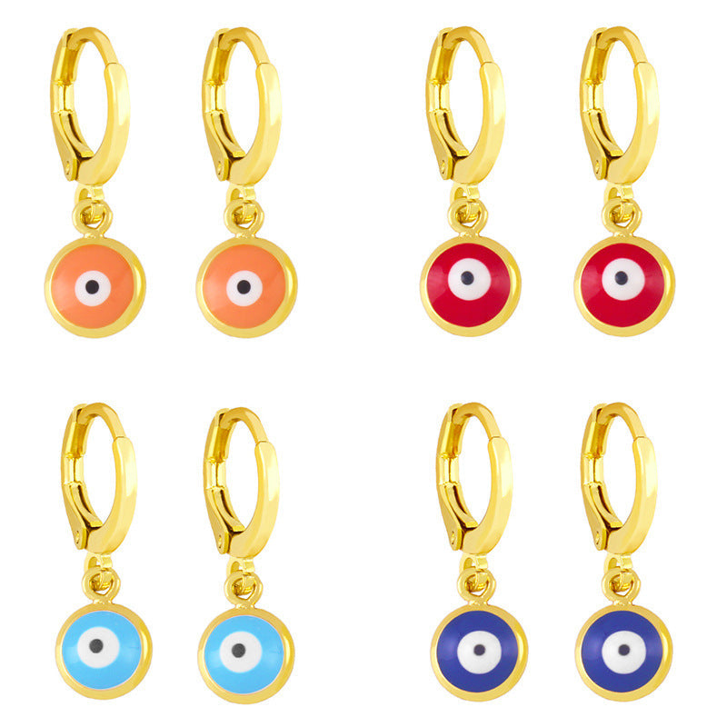 Evil Eye Bead Copper Earrings E5000