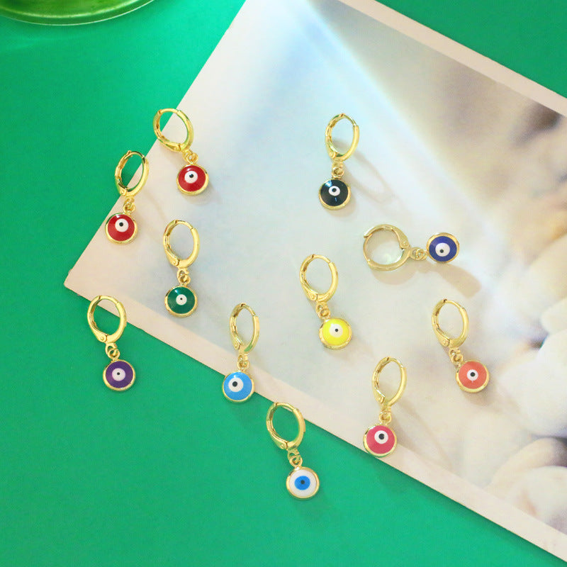 Evil Eye Bead Copper Earrings E5000