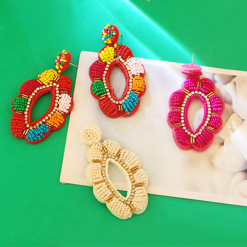 Floral Seed Bead Earrings E5001