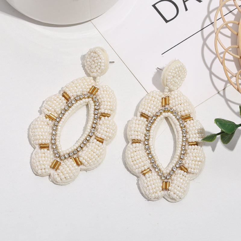 Floral Seed Bead Earrings E5001