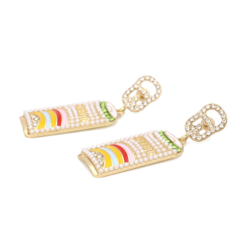 Can Pearl Rhinestone Earrings E5048