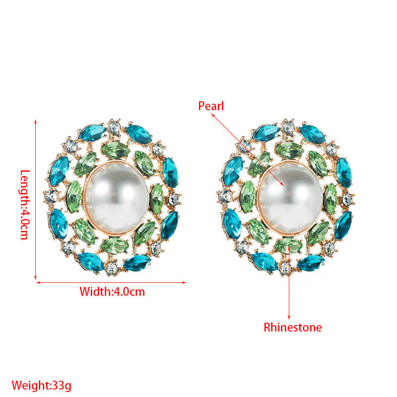 Pearl Rhinestone Stud Earrings E5083