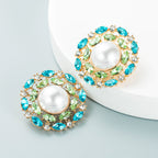 Pearl Rhinestone Stud Earrings E5083