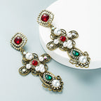 Floral Cross Rhinestone Earrings E5084