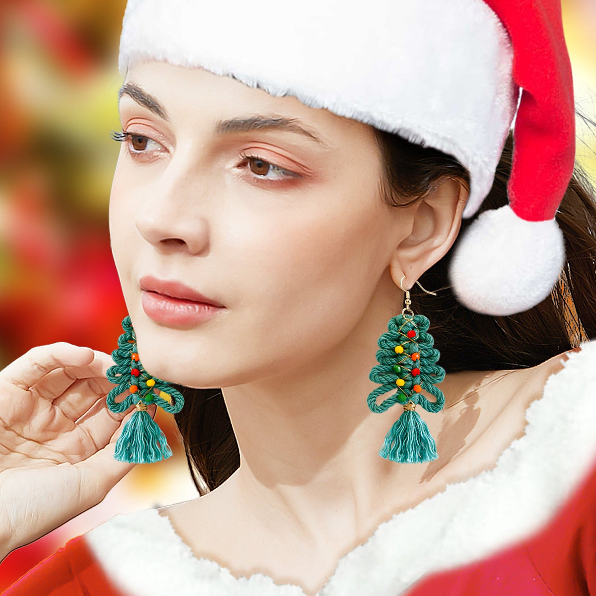 Christmas Tree Tassel Earrings E5085