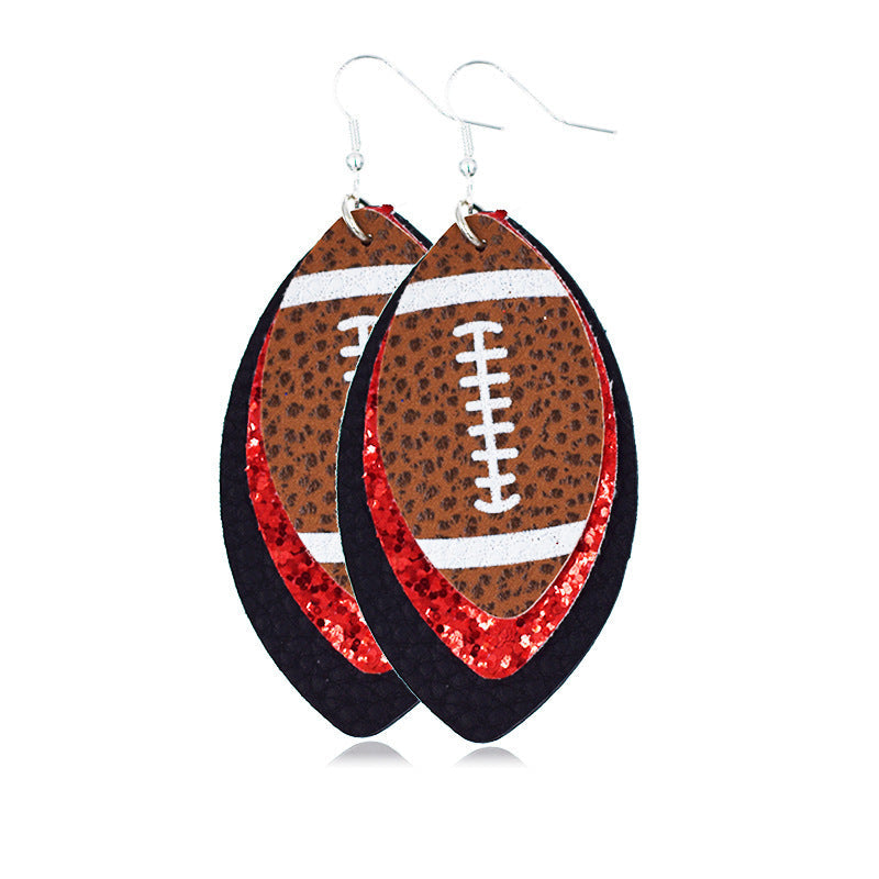 Football Multilayer Leather Earrings E5090
