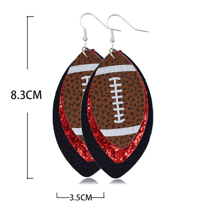 Football Multilayer Leather Earrings E5090