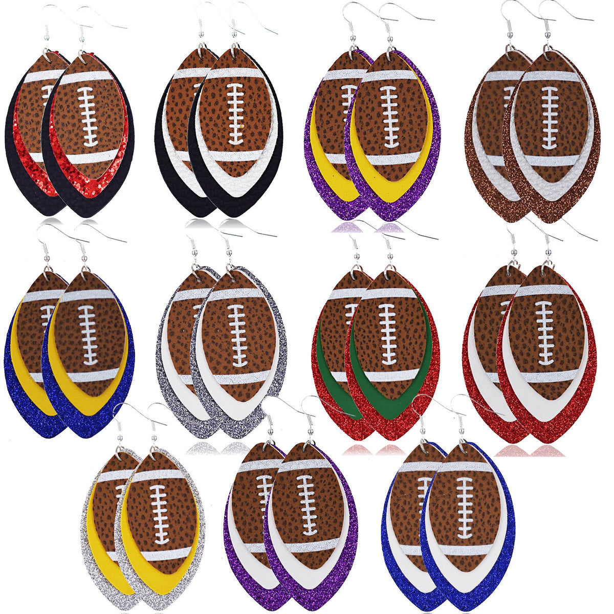 Football Multilayer Leather Earrings E5090