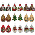 Christmas Sheep Pu Leather Earrings E5093
