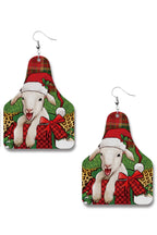 Christmas Sheep Pu Leather Earrings E5093