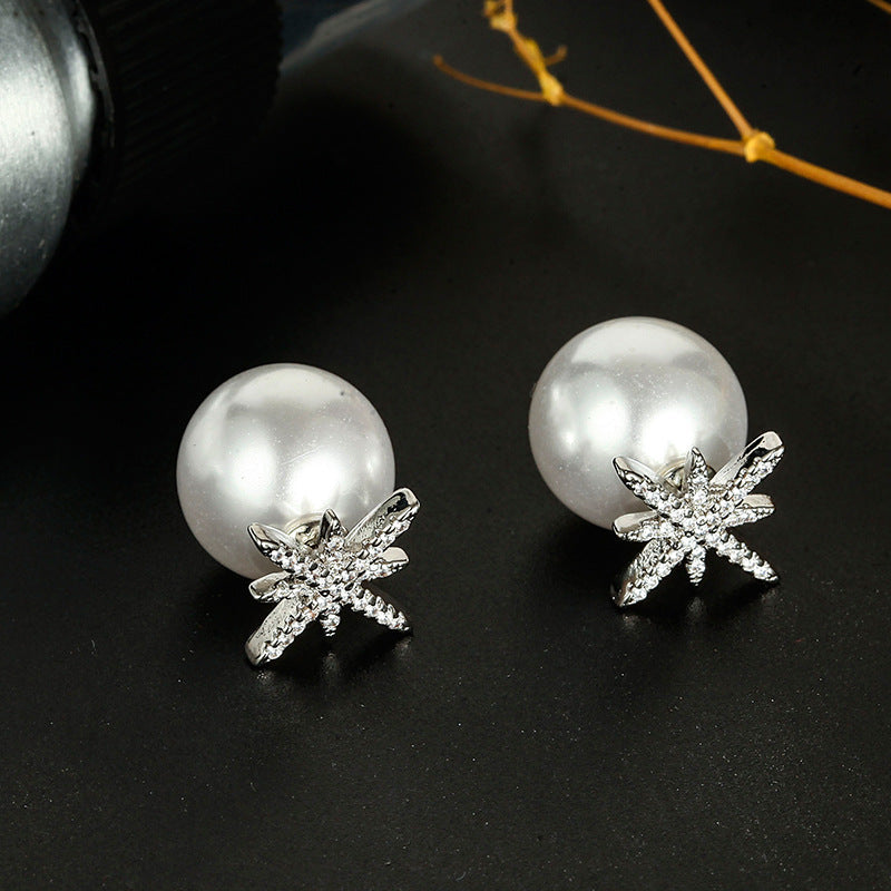 Star Rhinestone Pearl Stud Earrings E5108