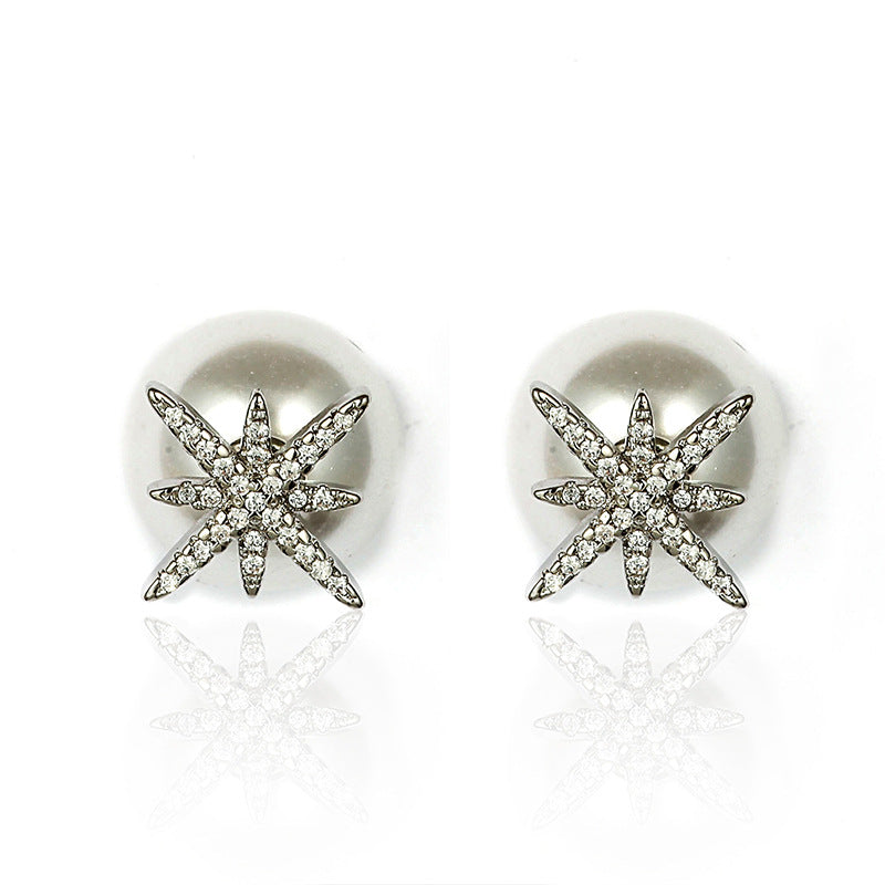 Star Rhinestone Pearl Stud Earrings E5108