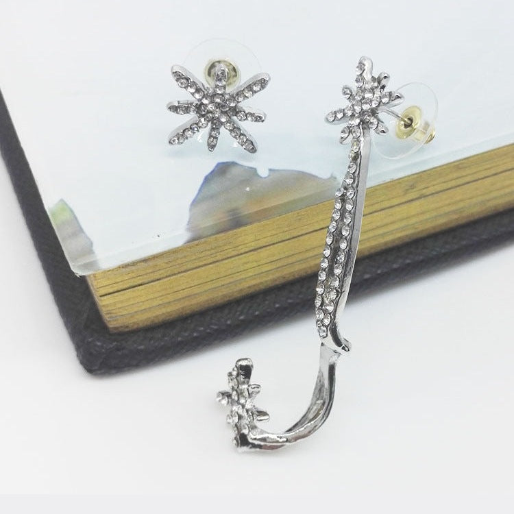 Snowflake Rhinestone Asymmetrical Ear Hook E5110