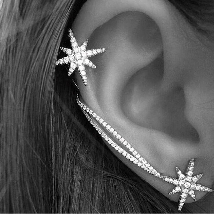 Snowflake Rhinestone Asymmetrical Ear Hook E5110