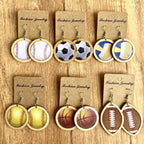 Basketball Leather Wooden Earrings E5184