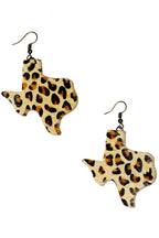 Texas Map Animal Printed Leather Earrings E5185