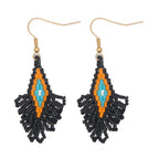 Diamond Seed Bead Tassel Earrings E5192