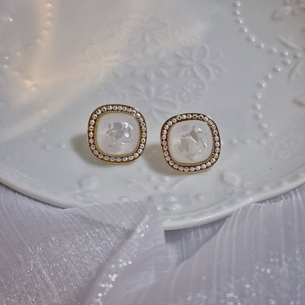 Square Gem Stud Clip On Earrings E5198