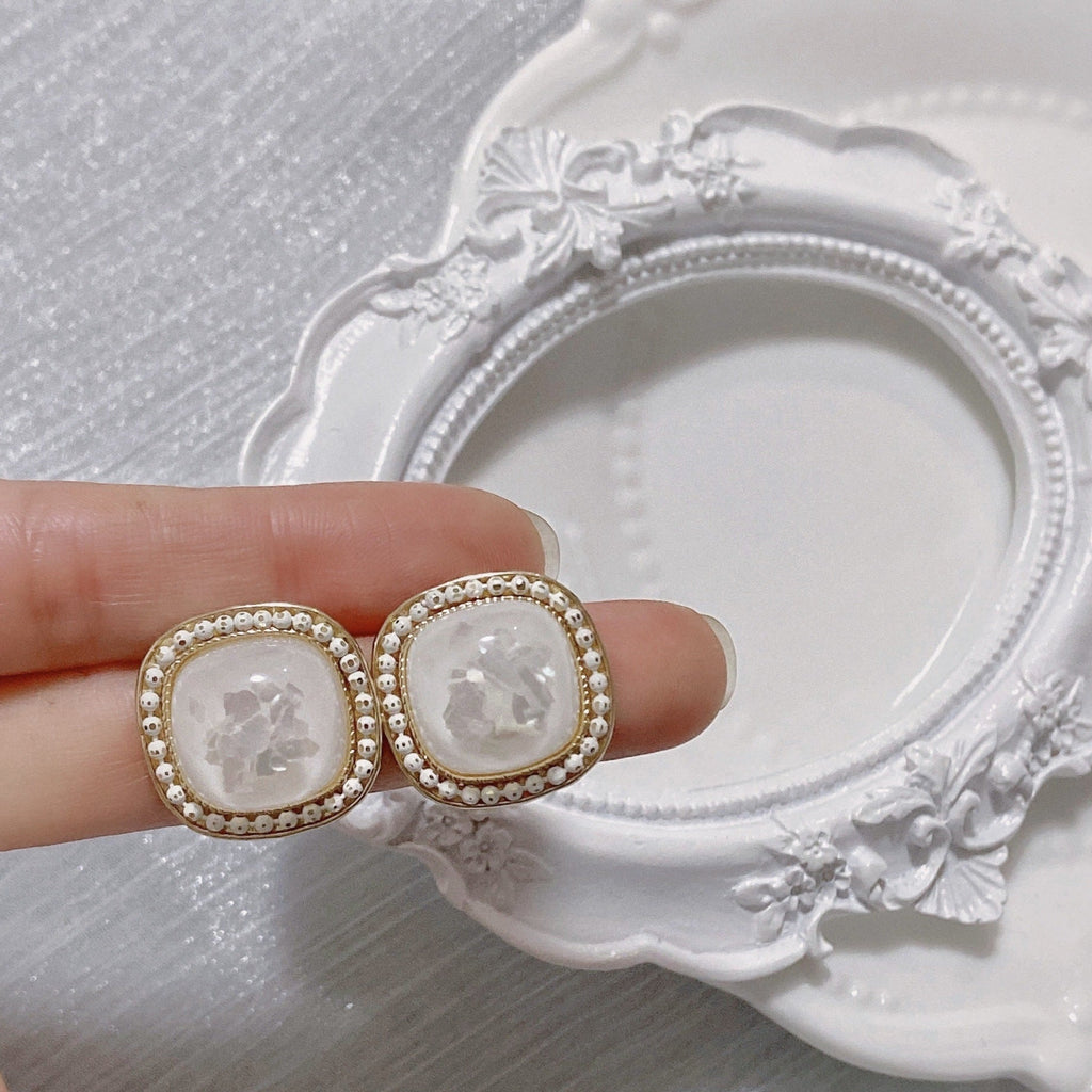 Square Gem Stud Clip On Earrings E5198