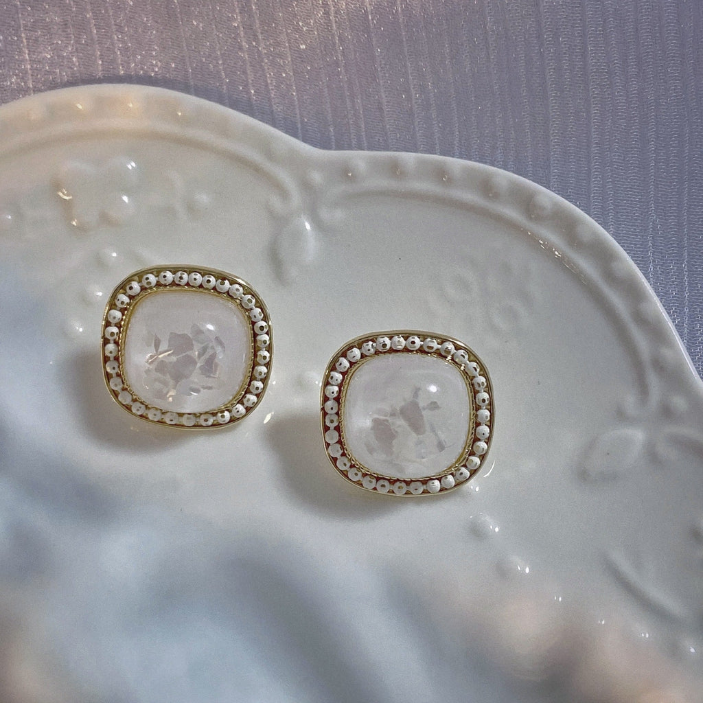 Square Gem Stud Clip On Earrings E5198