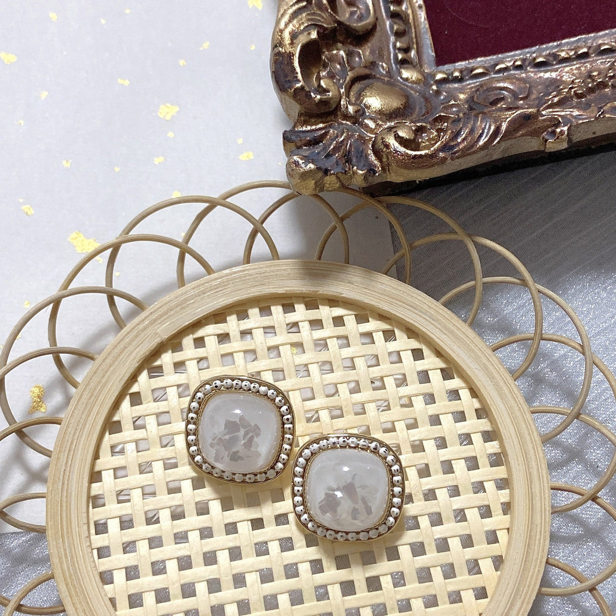 Square Gem Stud Clip On Earrings E5198