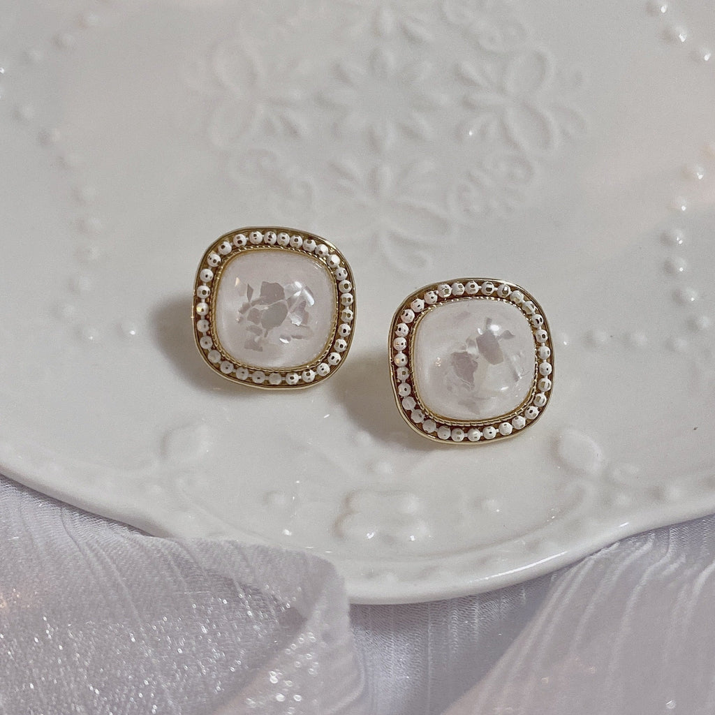Square Gem Stud Clip On Earrings E5198