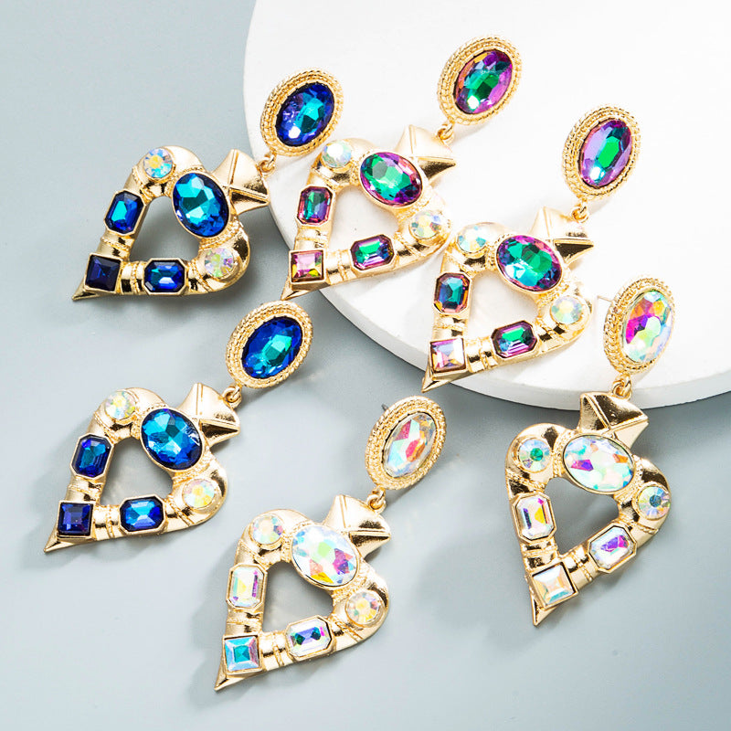 Heart Rhinestone Alloy Earrings E5223