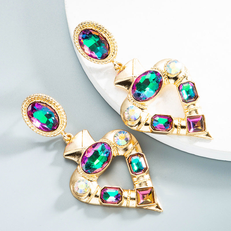 Heart Rhinestone Alloy Earrings E5223