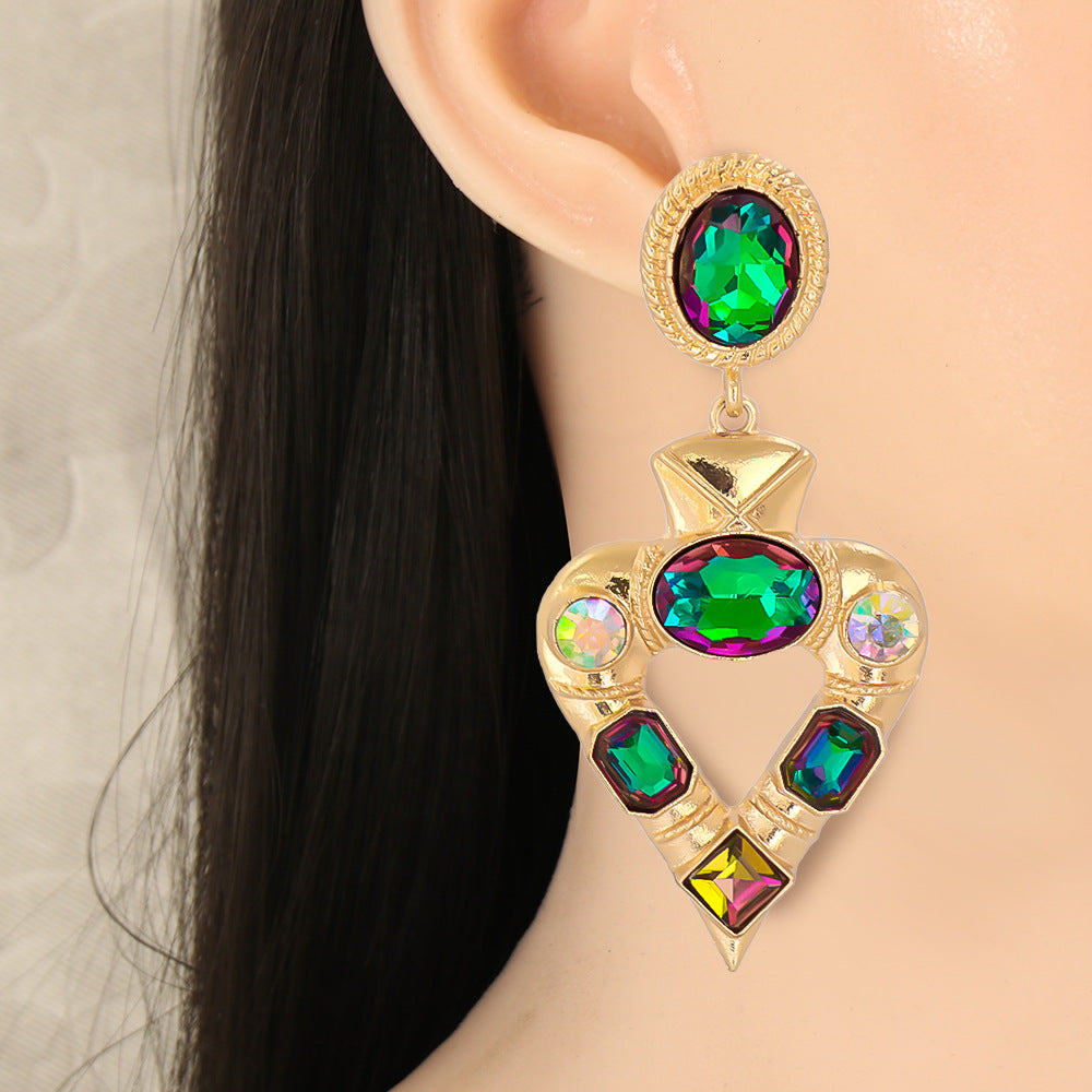 Heart Rhinestone Alloy Earrings E5223
