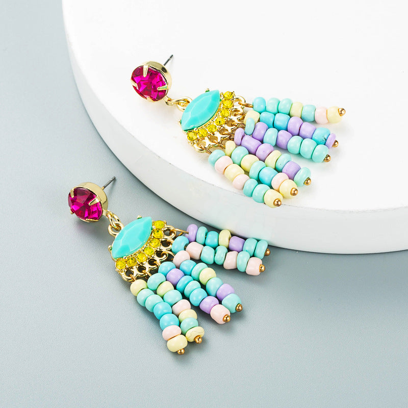 Seed Bead Tassel Earrings E5227