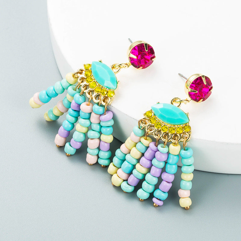 Seed Bead Tassel Earrings E5227