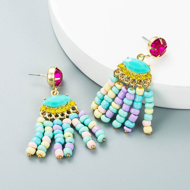 Seed Bead Tassel Earrings E5227