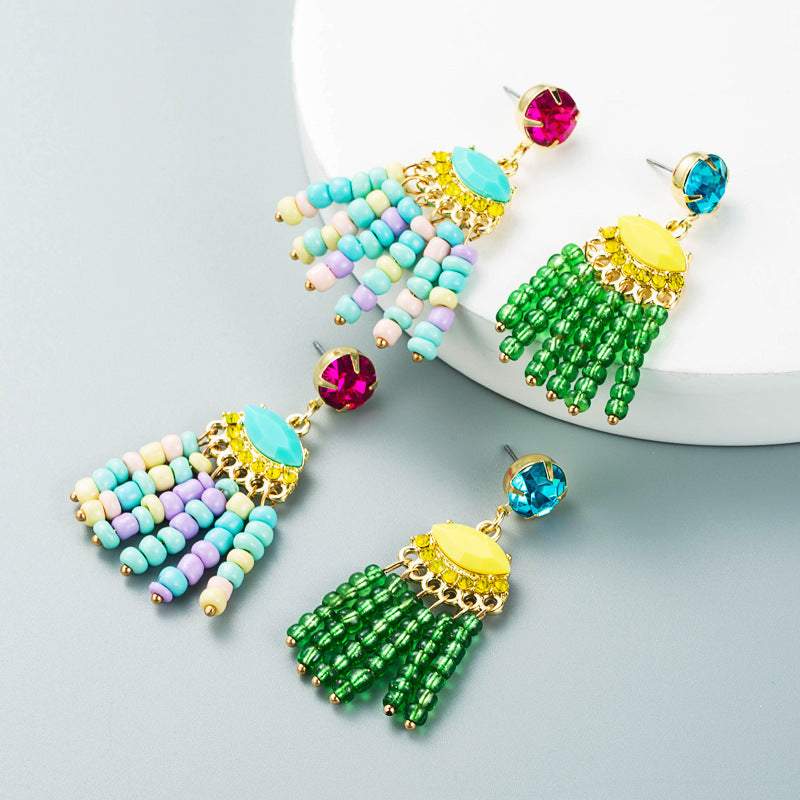 Seed Bead Tassel Earrings E5227