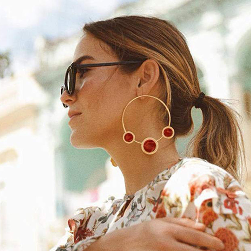 Geometric Circle Alloy Hoop Earrings E5236