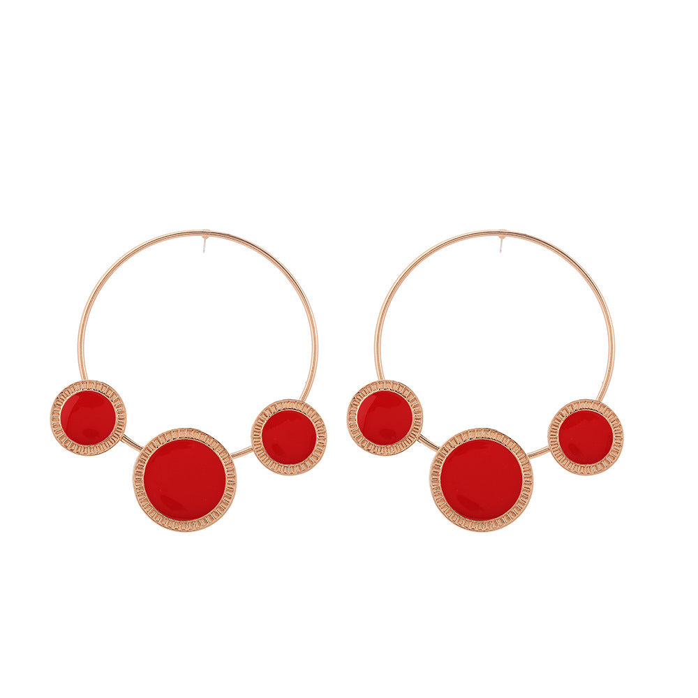 Geometric Circle Alloy Hoop Earrings E5236