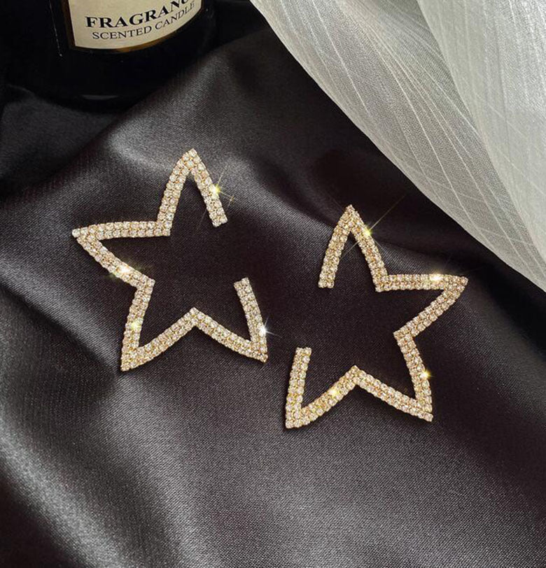 Star Rhinestone Hoop Earrings E5246