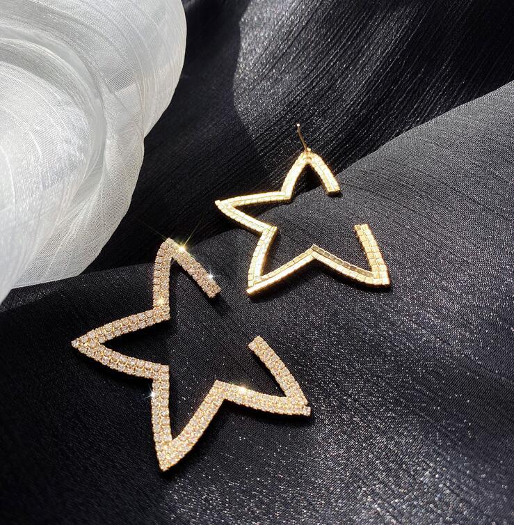 Star Rhinestone Hoop Earrings E5246